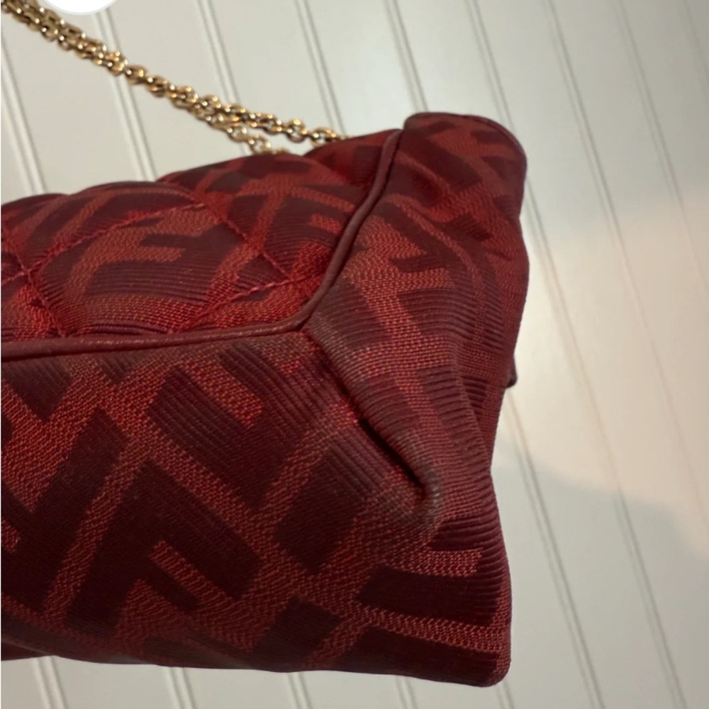 Fendi Red Shoulder Bag with Monogram and Gold Hardware - Picture 7 of 16